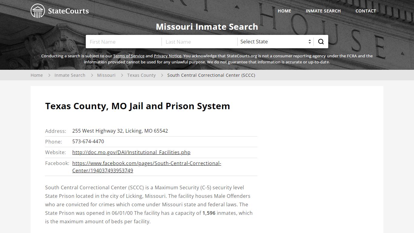 South Central Correctional Center (SCCC) Inmate Records Search ...